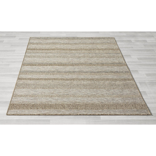 HomeRoots 5' Gray Striped Handmade Area Rug – Versatile Indoor-Outdoor Style for Modern and Traditional Spaces 7'10" x 9'6" 517468