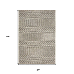 HomeRoots 5' Gray Chevron Handmade Area Rug - Stylish, Versatile Indoor Outdoor Décor for Any Space 7'10" x 9'6" 517472