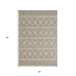 HomeRoots 5' Gray Striped Handmade Area Rug – Versatile Indoor Outdoor Design for Timeless Style & Durability 5' x 7' 517473