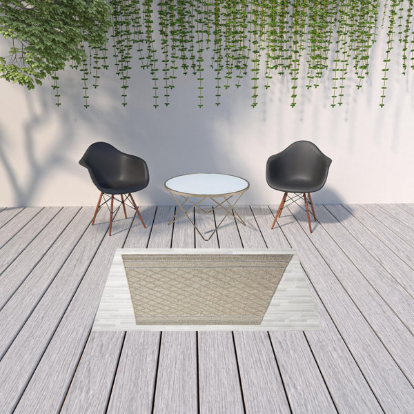 HomeRoots 5' Gray Geometric Handmade Area Rug for Indoor and Outdoor Spaces - Stylish and Durable Design 5' x 7' 517475
