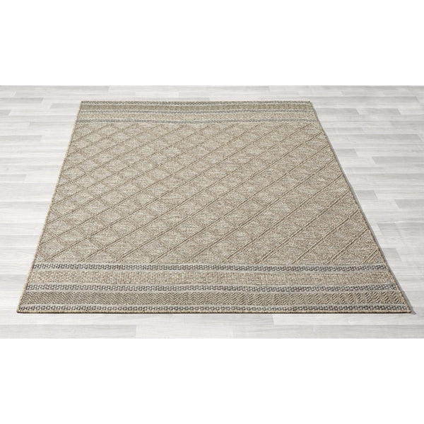 HomeRoots 5' Gray Geometric Handmade Area Rug for Indoor and Outdoor Spaces - Stylish and Durable Design 5' x 7' 517475