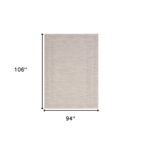 Homeroots 5' Geometric Indoor Outdoor Area Rug - Stylish Rectangle Design For Home Warmth & Elegance Ivory 100% Pet 517479