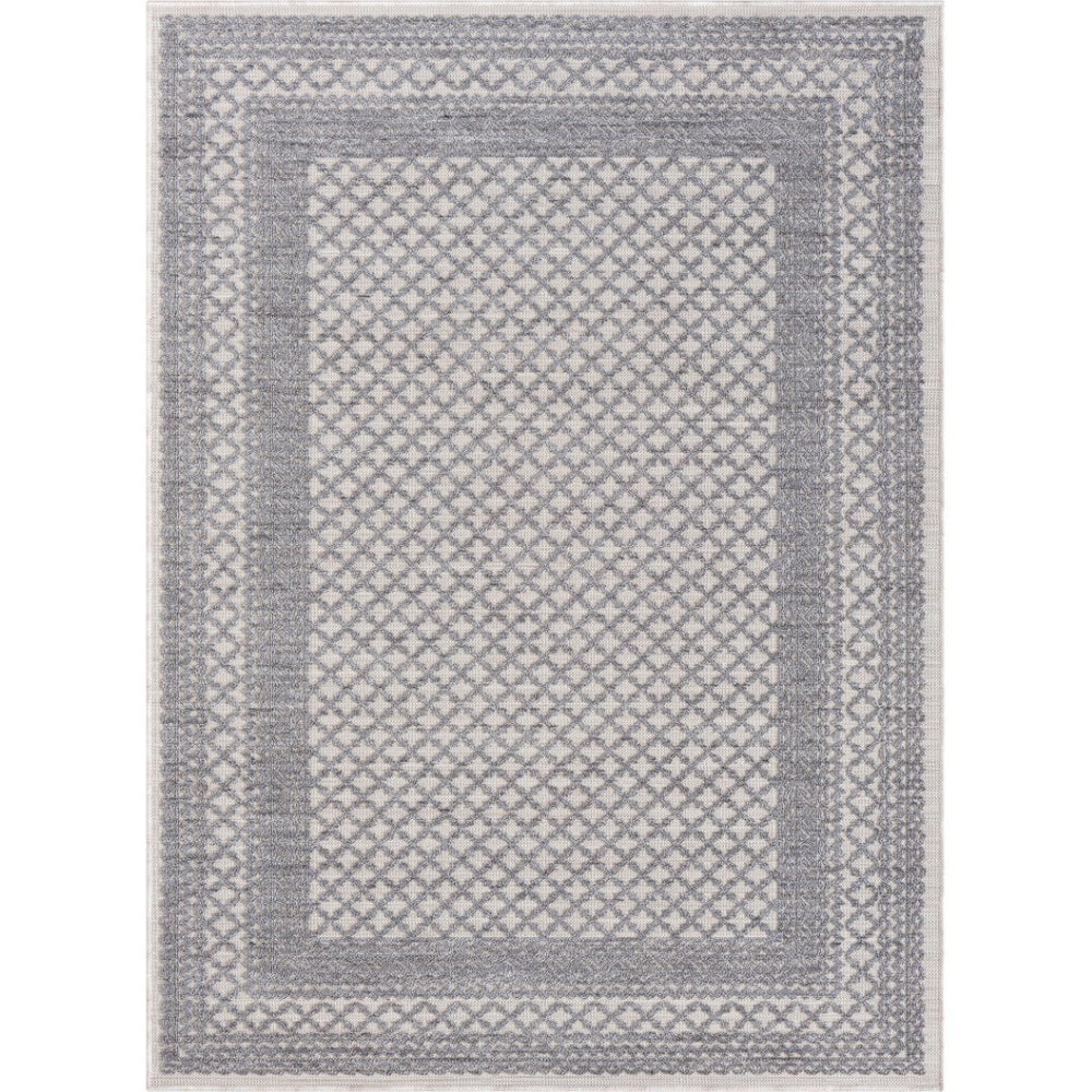 HomeRoots 5' Contemporary Blue Geometric Indoor-Outdoor Area Rug for Modern Homes and Patios - Durable Design Light Blue 5' x 7' 517480