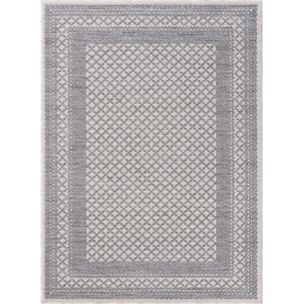 HomeRoots 5' Contemporary Blue Geometric Indoor-Outdoor Area Rug for Modern Homes and Patios - Durable Design Light Blue 5' x 7' 517480