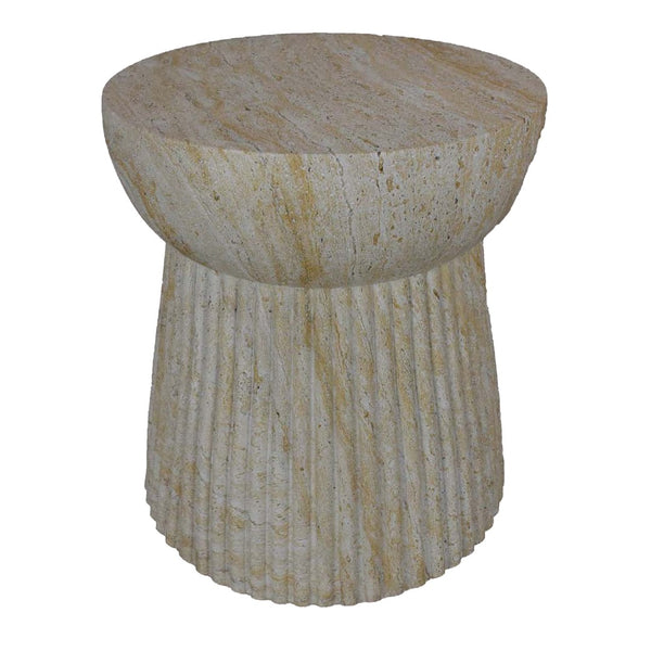 English Elm Archi Fluted Resin Plant Stand with Marbled Stone Look for Indoor Outdoor Decor B056P416933