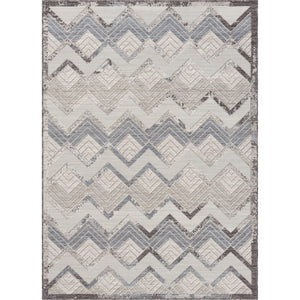 Homeroots 5' X 7' Blue And Ivory Chevron Indoor Outdoor Area Rug  Recycled P.E.T. 517482