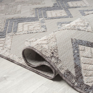 HomeRoots 8' X 9' Blue Chevron Indoor Outdoor Area Rug - Stylish, Durable, and Water-Resistant for Any Space 517483