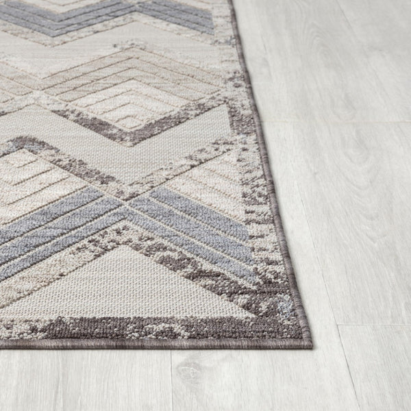 HomeRoots 8' X 9' Blue Chevron Indoor Outdoor Area Rug - Stylish, Durable, and Water-Resistant for Any Space 517483