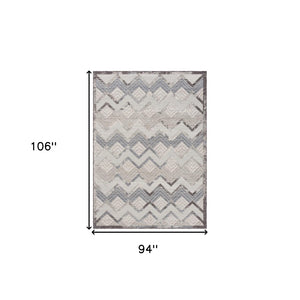 HomeRoots 8' X 9' Blue Chevron Indoor Outdoor Area Rug - Stylish, Durable, and Water-Resistant for Any Space 517483