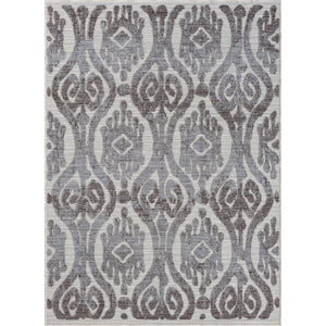 Homeroots 5' X 7' Blue And Gray Damask Indoor Outdoor Area Rug  Recycled P.E.T. 517484