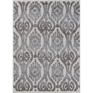 HomeRoots 8' Blue and Gray Damask Area Rug - Durable, Elegant Indoor/Outdoor Design for All Décor Styles 517485