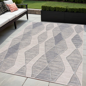 HomeRoots 5' Modern Abstract Geometric Indoor Outdoor Area Rug - Durable, Stain-Resistant & Easy to Maintain Blue 5' x 7' 517486