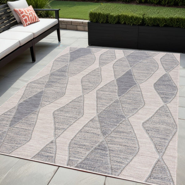 HomeRoots 5' Modern Abstract Geometric Indoor Outdoor Area Rug - Durable, Stain-Resistant & Easy to Maintain Blue 5' x 7' 517486
