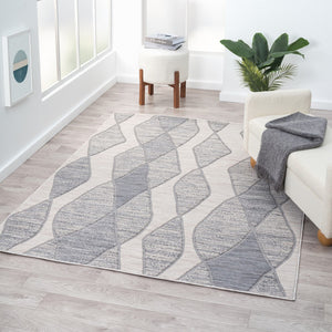 HomeRoots 5' Modern Abstract Geometric Indoor Outdoor Area Rug - Durable, Stain-Resistant & Easy to Maintain Blue 5' x 7' 517486
