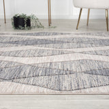 Homeroots 5' X 7' Blue And Gray Abstract Geometric Indoor Outdoor Area Rug Blue 100% Pet 517486