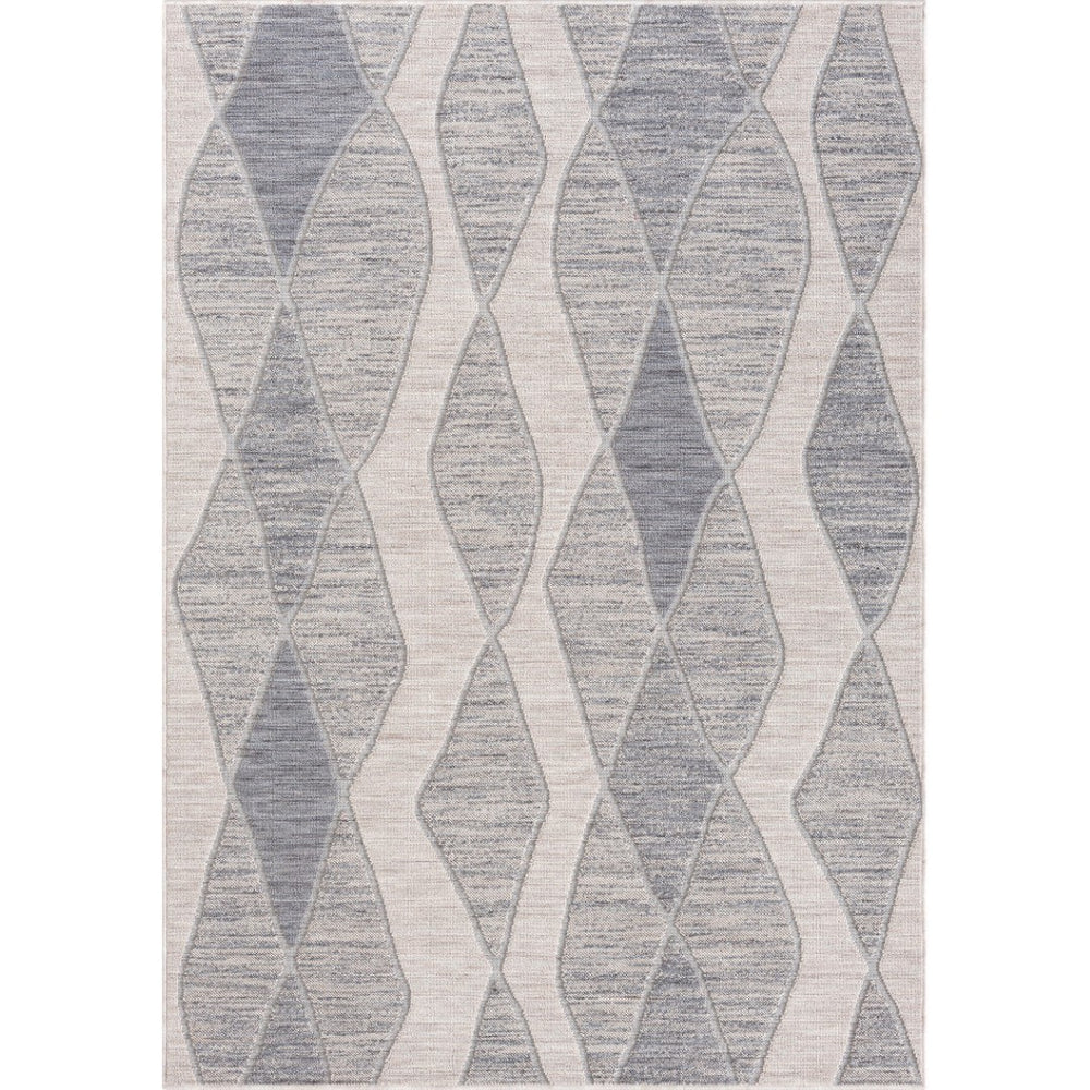 HomeRoots 8' X 9' Blue and Gray Geometric Indoor Outdoor Area Rug – Stylish, Durable, Eco-Friendly Design for All Spaces 517487