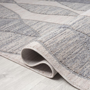 HomeRoots 8' X 9' Blue and Gray Geometric Indoor Outdoor Area Rug – Stylish, Durable, Eco-Friendly Design for All Spaces 517487