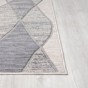 HomeRoots 8' X 9' Blue and Gray Geometric Indoor Outdoor Area Rug – Stylish, Durable, Eco-Friendly Design for All Spaces 517487