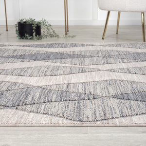 HomeRoots 8' X 9' Blue and Gray Geometric Indoor Outdoor Area Rug – Stylish, Durable, Eco-Friendly Design for All Spaces 517487