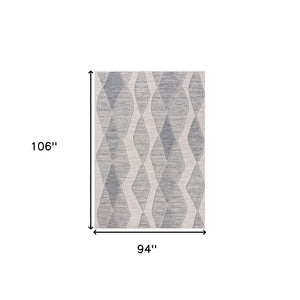 HomeRoots 8' X 9' Blue and Gray Geometric Indoor Outdoor Area Rug – Stylish, Durable, Eco-Friendly Design for All Spaces 517487