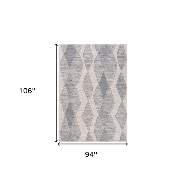 HomeRoots 8' X 9' Blue and Gray Geometric Indoor Outdoor Area Rug – Stylish, Durable, Eco-Friendly Design for All Spaces 517487