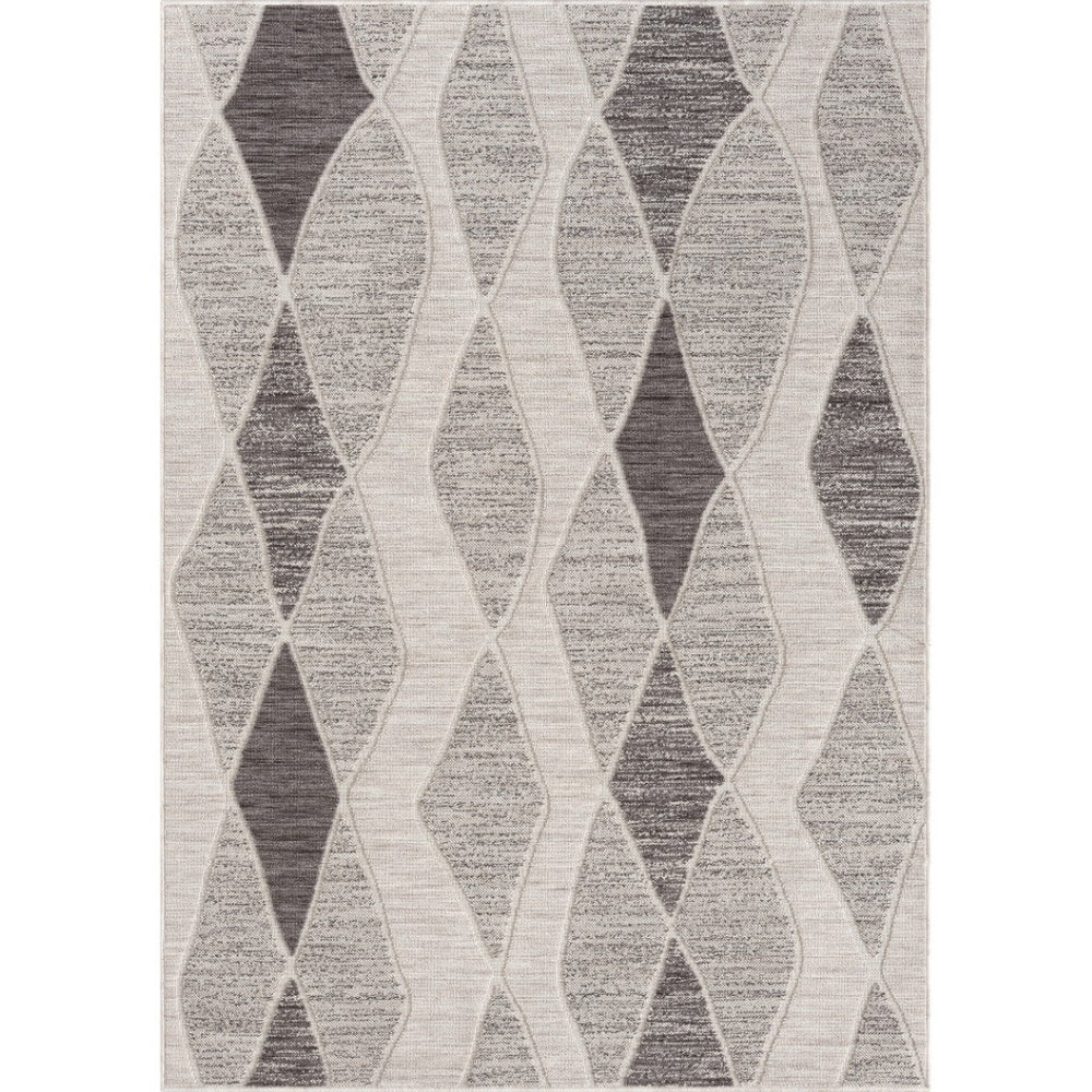 HomeRoots 8' X 9' Gray Geometric Indoor/Outdoor Area Rug – Modern Style, Durable, Easy-Care & Versatile Design 517489