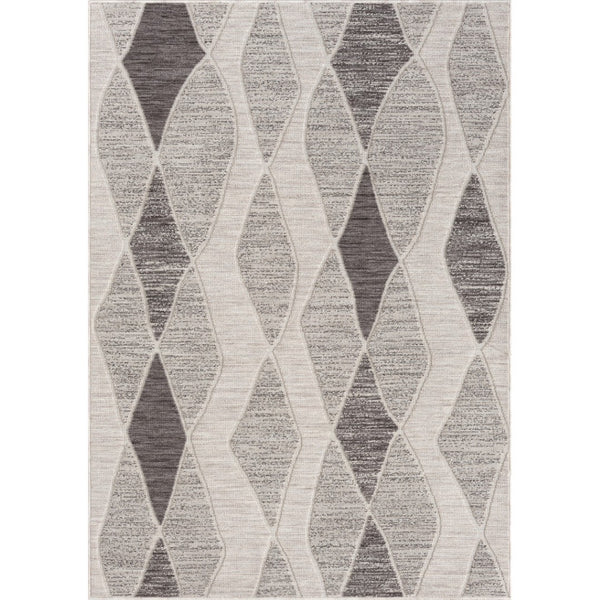 HomeRoots 8' X 9' Gray Geometric Indoor/Outdoor Area Rug – Modern Style, Durable, Easy-Care & Versatile Design 517489