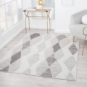 HomeRoots 8' X 9' Gray Geometric Indoor/Outdoor Area Rug – Modern Style, Durable, Easy-Care & Versatile Design 517489