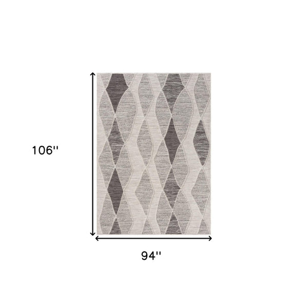 HomeRoots 8' X 9' Gray Geometric Indoor/Outdoor Area Rug – Modern Style, Durable, Easy-Care & Versatile Design 517489