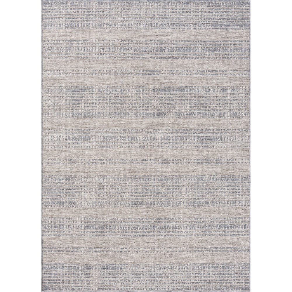 Homeroots 8' X 9' Ivory And Blue Striped Indoor Outdoor Area Rug  Recycled P.E.T. 517491