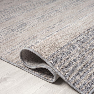 Homeroots 8' X 9' Ivory And Blue Striped Indoor Outdoor Area Rug  Recycled P.E.T. 517491