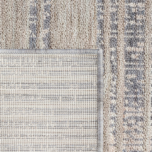 Homeroots 8' X 9' Ivory And Blue Striped Indoor Outdoor Area Rug  Recycled P.E.T. 517491