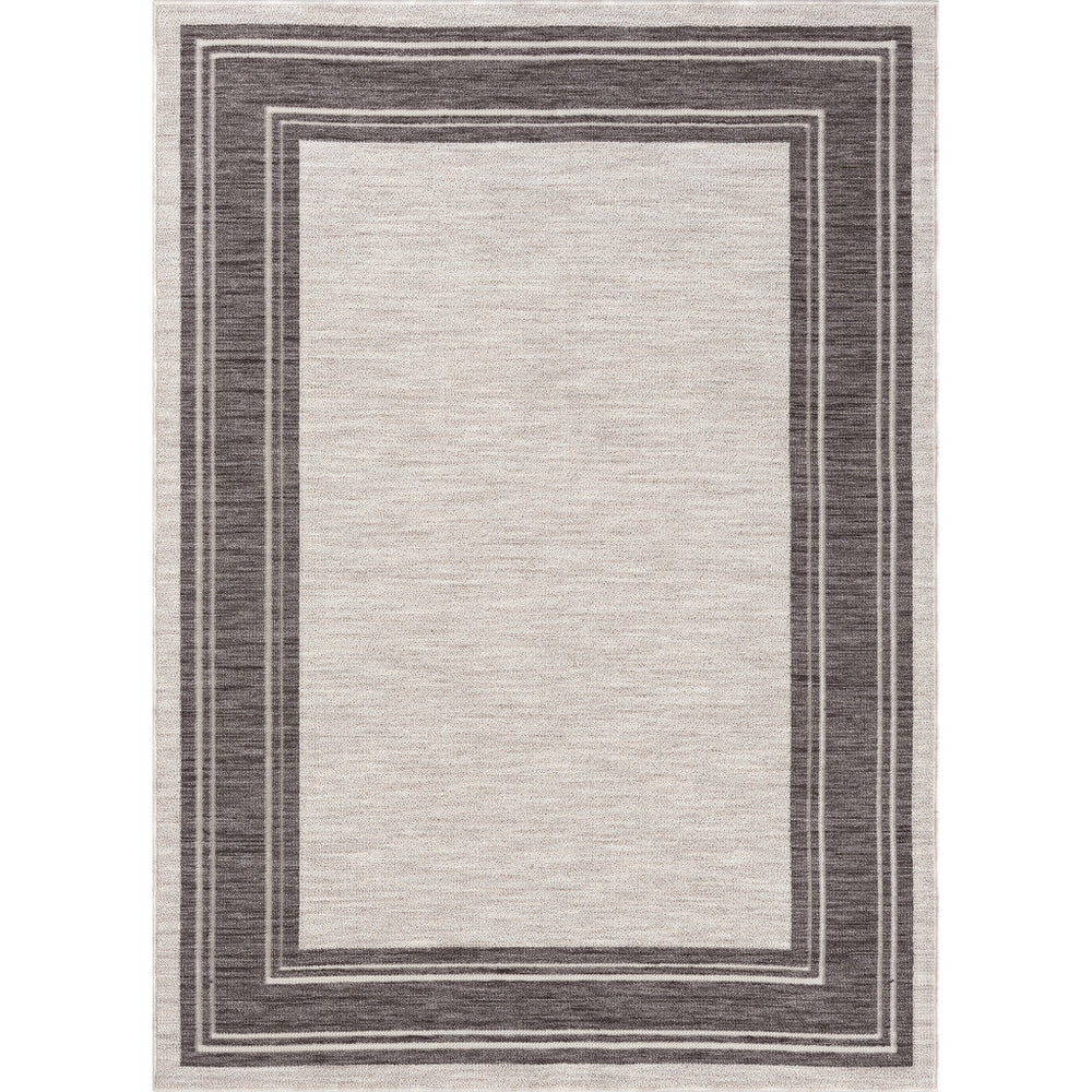 Homeroots 8' X 9' Gray And Ivory Indoor Outdoor Area Rug  Recycled P.E.T. 517493