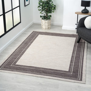 Homeroots 8' X 9' Gray And Ivory Indoor Outdoor Area Rug  Recycled P.E.T. 517493