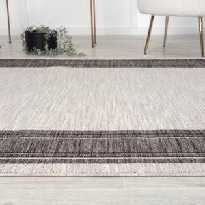 Homeroots 8' X 9' Gray And Ivory Indoor Outdoor Area Rug  Recycled P.E.T. 517493