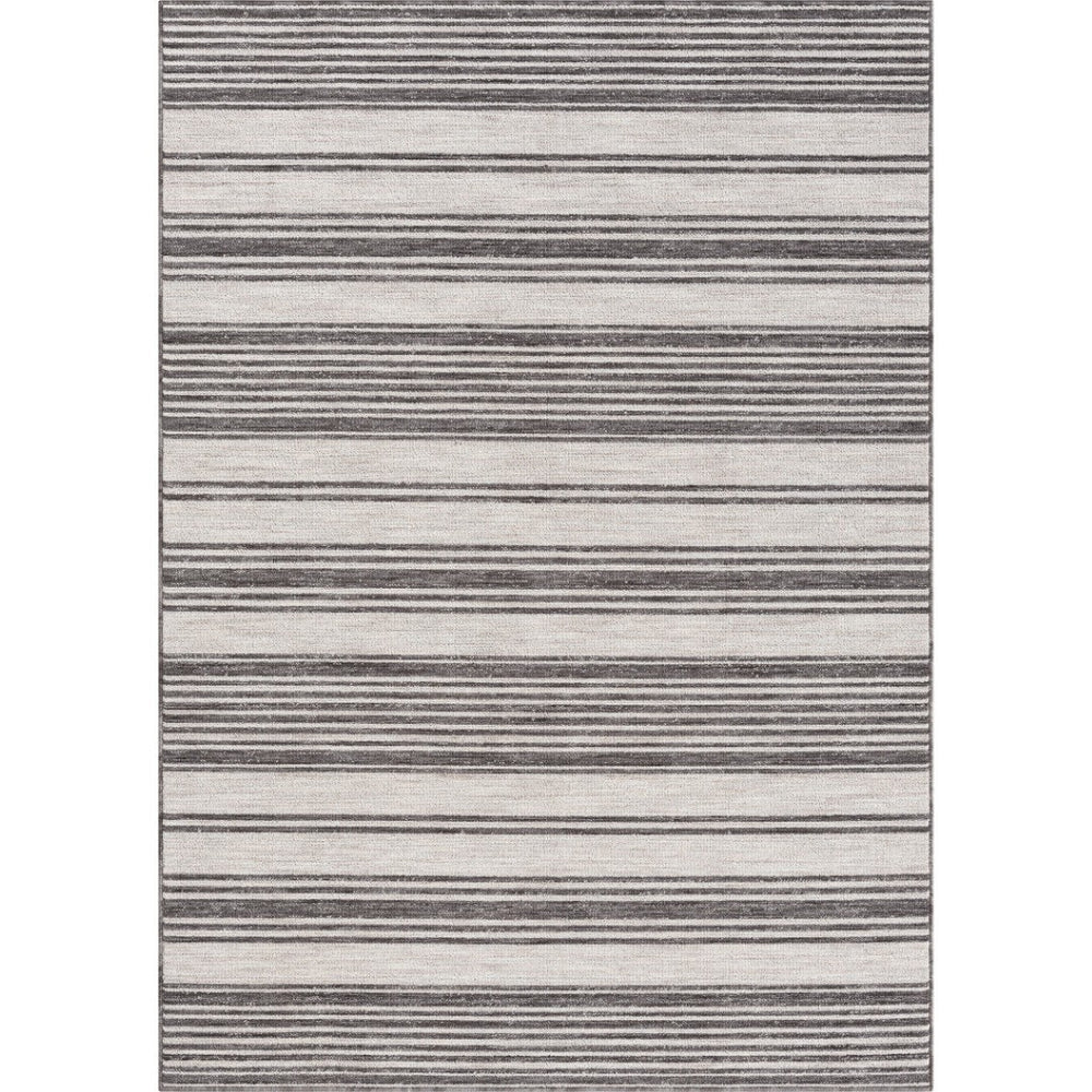 HomeRoots 5' Gray and Ivory Striped Area Rug - Durable, Stylish Design for Indoor and Outdoor Living Spaces 5' x 7' 517494