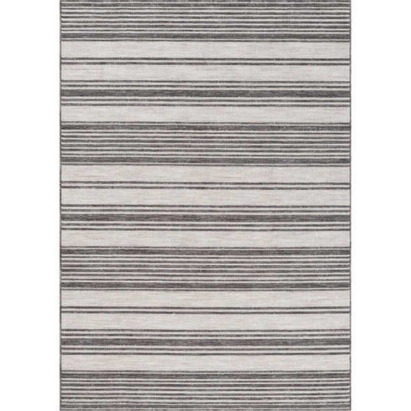 HomeRoots 5' Gray and Ivory Striped Area Rug - Durable, Stylish Design for Indoor and Outdoor Living Spaces 5' x 7' 517494