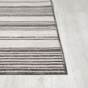 HomeRoots 5' Gray and Ivory Striped Area Rug - Durable, Stylish Design for Indoor and Outdoor Living Spaces 5' x 7' 517494