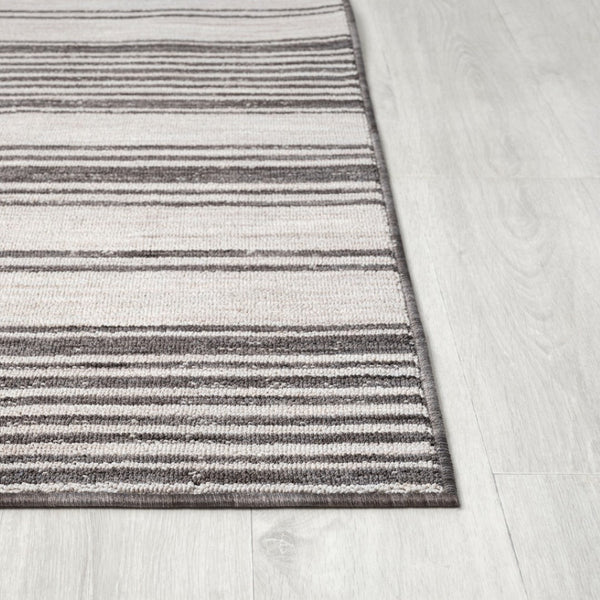 HomeRoots 5' Gray and Ivory Striped Area Rug - Durable, Stylish Design for Indoor and Outdoor Living Spaces 5' x 7' 517494
