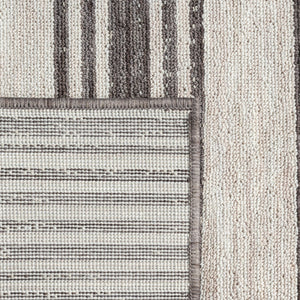 HomeRoots 5' Gray and Ivory Striped Area Rug - Durable, Stylish Design for Indoor and Outdoor Living Spaces 5' x 7' 517494
