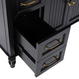 English Elm 36" Bathroom Vanity With Sink, Black Bathroom Cabinet With Drawers, Solid Frame and Mdf Board, One Package