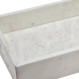 Homeroots 16" White Rectangular Marble Serving Tray With Handles   517534
