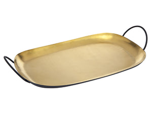 Homeroots 20" Gold Rectangular Stainless Steel Serving Tray With Handles   517540