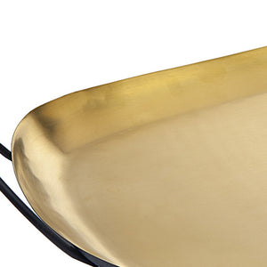 Homeroots 20" Gold Rectangular Stainless Steel Serving Tray With Handles   517540