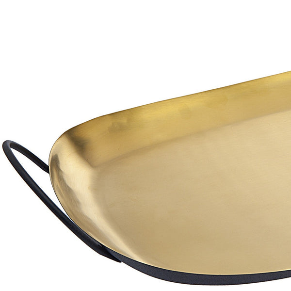 Homeroots 20" Gold Rectangular Stainless Steel Serving Tray With Handles   517540