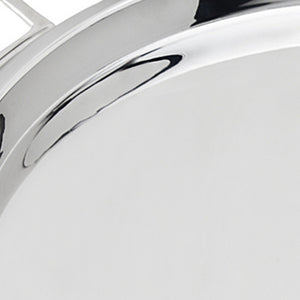 Homeroots 12" Silver Round Stainless Steel Serving Tray With Handles   517542