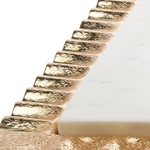 Homeroots 18" White And Gold Rectangular Marble Serving Tray   517543