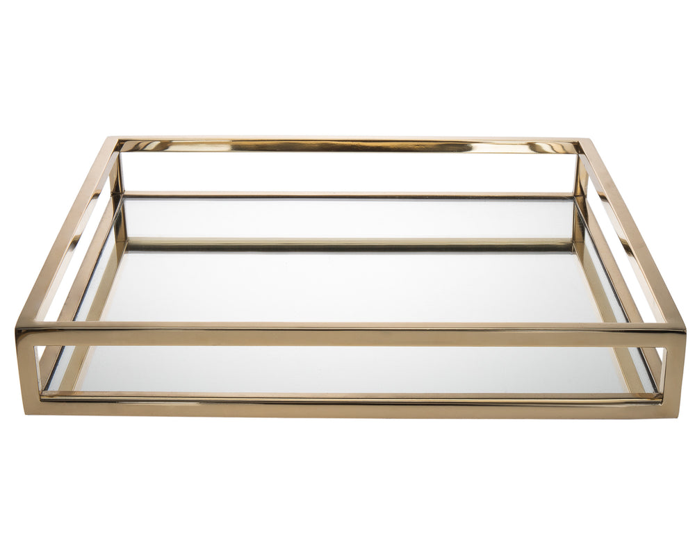 Homeroots 14" Gold Square Metal Serving Tray   517548