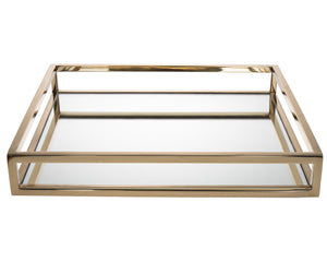 Homeroots 14" Gold Square Metal Serving Tray   517548