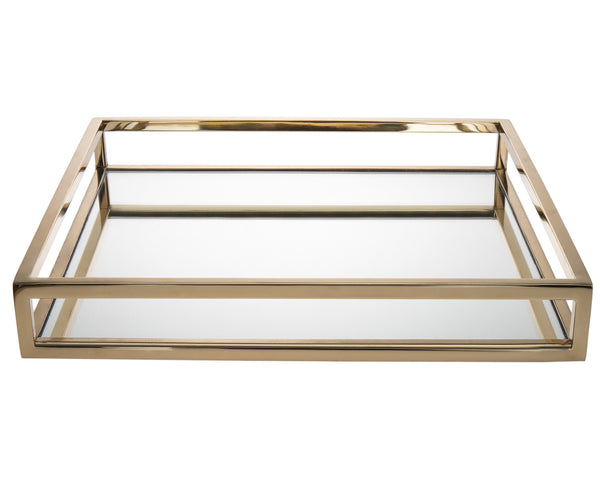 Homeroots 14" Gold Square Metal Serving Tray   517548